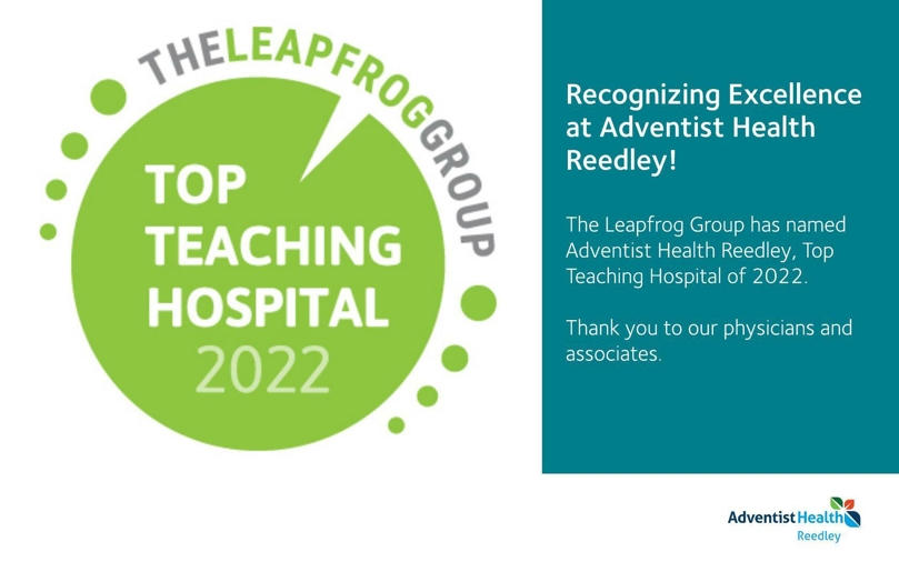 Adventist Health Reedley nationally recognized as a 2022 Top Teaching Hospital